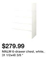 MALM 6-drawer chest, white, 31 1/2x48 3/8 "