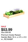 Premium Cedar Raised Garden Bed, 16 in. x 4 ft. x 5.5 in., RC16486P