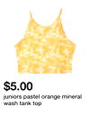 juniors pastel orange mineral wash tank top