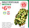 PARSLEY POTATO SALAD SAVE $2.00/LB SCRATCH ORGANIC INGREDIENTS KITCHEN $699 NO VEGAN GLUTEN ADDED Organic potatoes, organic celery, organic parsley, and organic cilantro mixed with an organic lemon