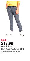 Slim Taper Textured OGC Chino Pants for Boys