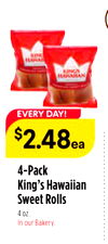 4-Pack King's Hawaiian Sweet Rolls