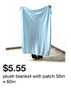 plush blanket with patch 50in x 60in