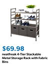 neatfreak 4-Tier Stackable Metal Storage Rack with Fabric Bins