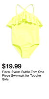 Floral-Eyelet Ruffle-Trim One-Piece Swimsuit for Toddler Girls