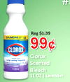 Reg $1.39 33% MORE CLOROX Clorox Long-Lasting Fragrance Scented Bleach 11 OZ | Lavender