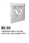 collapsible fabric storage cube with rope handles 10in