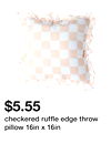 checkered ruffle edge throw pillow 16in x 16in