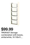 TROFAST Storage combination with boxes, white/white, 18 1/8x11 3/4x57 1/8 "