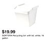 SORTERA Recycling bin with lid, white, 16 gallon