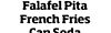 Falafel Pita French Fries Can Soda