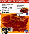 MEAT CUT DAILY ON PREMISES • ALL
USDA Choice BeeBonef In
First CuChuckSteakst
3$99
lb.
USDA Choice Beef
BonelesSirloinsSteaks
lb.
$
996