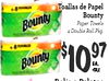Toallas de Papel Bounty Bounty Paper Towels 4 Double Roll Pkg Bounty 97 TAX