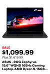 ASUS - ROG Zephyrus 15.6" WQHD 165Hz Gaming Laptop-AMD Ryzen 9-16GB DDR5 Memory-NVIDIA GeForce RTX 3060-512GB PCIe 4.0 SSD - Eclipse Gray