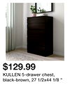 KULLEN 5-drawer chest, black-brown, 27 1/2x44 1/8 "