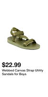 Webbed Canvas Strap Utility Sandals for Boys
