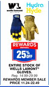 ENTIRE STOCK OF WELLS LAMONT® GLOVES.