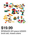 BYGGLEK 201-piece LEGO® brick set, mixed colors