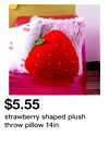 strawberry shaped plush throw pillow 14in