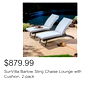 SunVilla Barlow Sling Chaise Lounge with Cushion, 2-pack