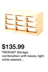 TROFAST Storage combination with boxes, light white stained pine/white, 36 5/8x17 3/8x20 1/2 "
