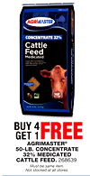 AGRIMASTER® 50-LB. CONCENTRATE 32% MEDI CATED CATTLE FEED