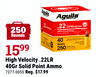 High Velocity. 22LR 40Gr Solid Point Ammo
