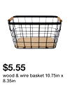 wood & wire basket 10.75in x 8.35in
