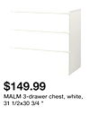 MALM 3-drawer chest, white, 31 1/2x30 3/4 "