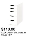ALEX Drawer unit, white, 14 1/8x27 1/2 "