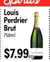 Louis Perdrier Brut 750ml $7.99 -