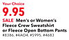 Men's or Women's Fleece Crew Sweatshirt or Fleece Open Bottom Pants