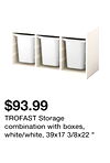 TROFAST Storage combination with boxes, white/white, 39x17 3/8x22 "