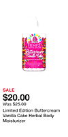 Limited Edition Buttercream Vanilla Cake Herbal Body Moisturizer