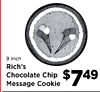 9 Inch Rich's Chocolate Chip $749 Message Cookie
