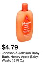Johnson & Johnson Baby Bath, Honey Apple Baby Wash, 15 Fl Oz
