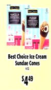 - 6 VANILLA FUDGE Best Choice Ice Cream Sundae Cones 60