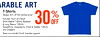 RABLE ART T-Shirts Always 30% off the marked price" Includes Youth and Adult Short-Sleeve T-Shirts Baseball & Long Sleeve T-Shirts 30%OFF Sweatshirts Sweatpants, Infant & Toddler T-Shirts and Creepers Does not include Cricut branded apparel