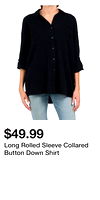 Long Rolled Sleeve Collared Button Down Shirt