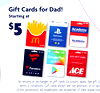 Gift Cards for Dad!