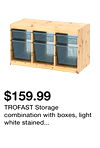 TROFAST Storage combination with boxes, light white stained pine/gray-blue, 36 5/8x17 3/8x20 1/2 "