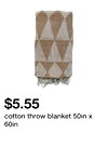 cotton throw blanket 50in x 60in