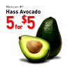 Mexican #1 Hass Avocado 5 for $5