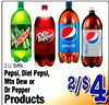bew pepsi 2 Lt. Bottle Pepsi, Diet Pepsi, Mtn Dew or Dr Pepper Products 2/$4