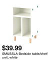 SMUSSLA Bedside table/shelf unit, white