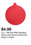 5 in., 180 Grit PSA Sanding Discs with Zirconia Alumina Grain, 5-Pack