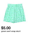 green swirl wrap skort
