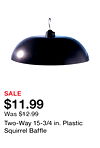Two-Way 15-3/4 in. Plastic Squirrel Baffle