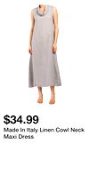 Made In Italy Linen Cowl Neck Maxi Dress