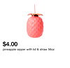pineapple sipper with lid & straw 56oz